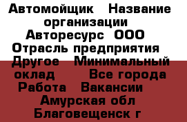 Автомойщик › Название организации ­ Авторесурс, ООО › Отрасль предприятия ­ Другое › Минимальный оклад ­ 1 - Все города Работа » Вакансии   . Амурская обл.,Благовещенск г.